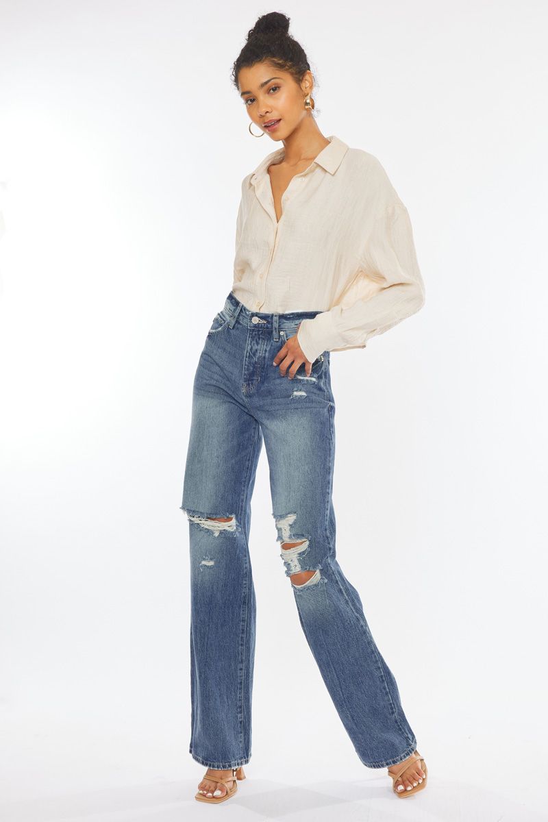 Women's KanCan ULTRA HIGH RISE 90’S WIDE LEG FLARE JEANS