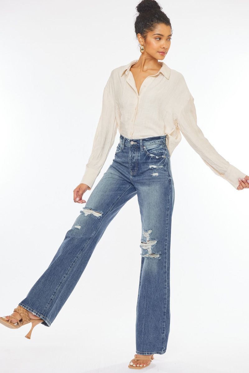 Women's KanCan ULTRA HIGH RISE 90’S WIDE LEG FLARE JEANS