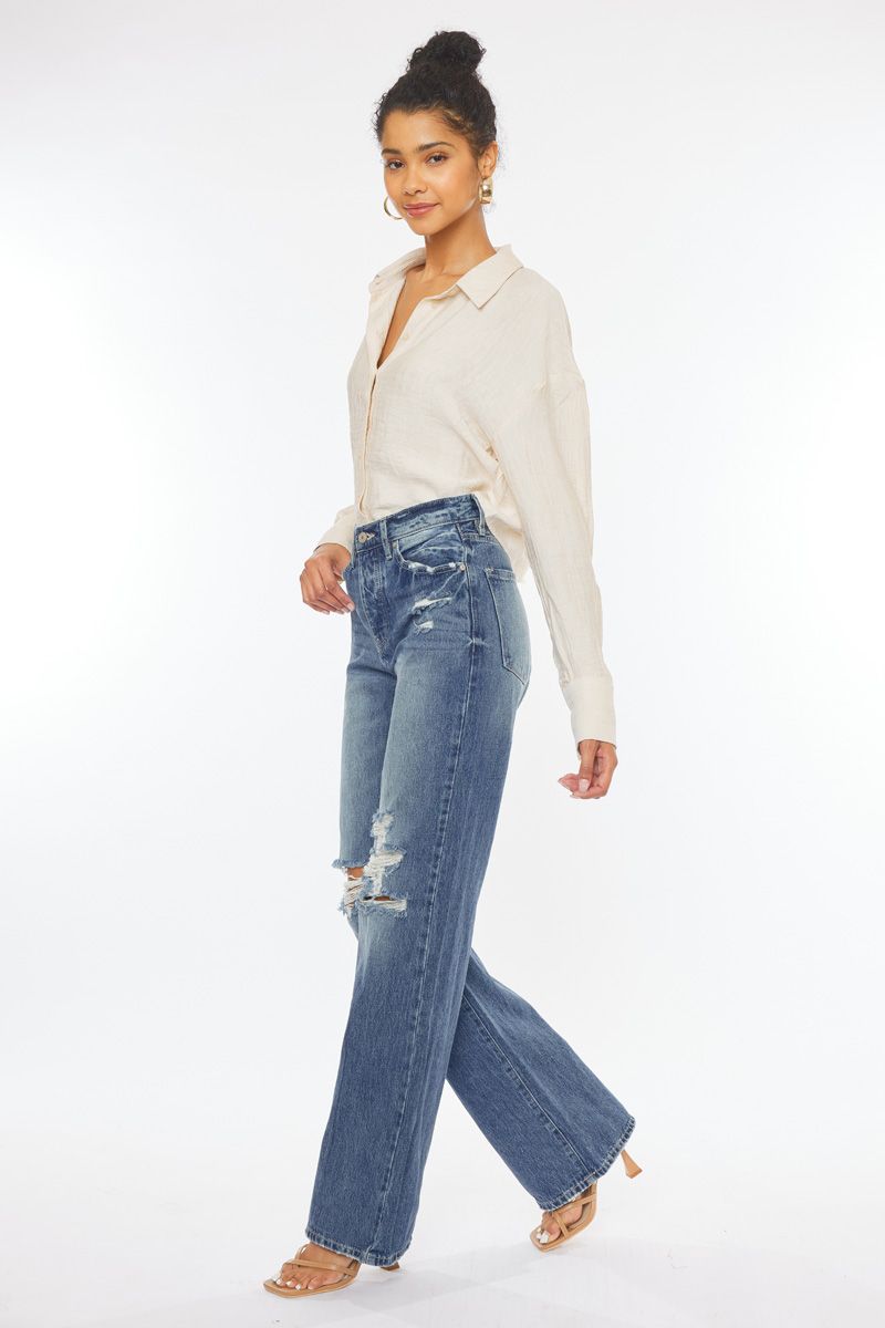 Women's KanCan ULTRA HIGH RISE 90’S WIDE LEG FLARE JEANS