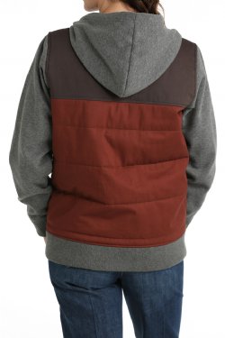 Women's Cinch Canvas Hoodie Jacket - Gray/Burgundy