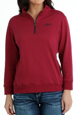 Women's Cinch 1/4 FLEECE PULLOVER - BURGUNDY