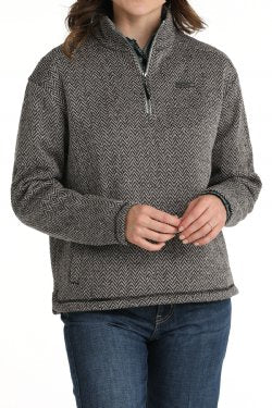 Women's Cinch GRAY HERRINGBONE 1/4 ZIP PULLOVER