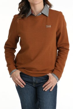 Women's Cinch Textured Sweatshirt - Copper