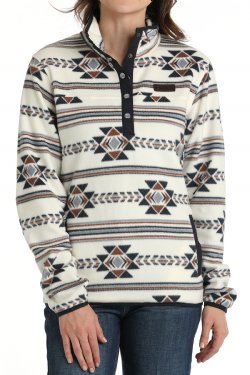 Women's Cinch Southwestern Print Fleece Pullover - Cream