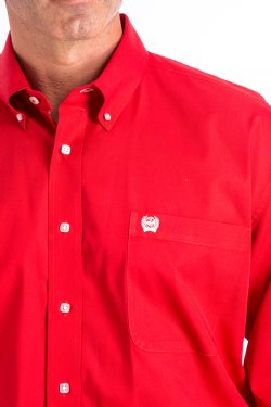 Men's Cinch Solid Red Button-Down Western Shirt