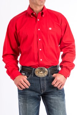 Men's Cinch Solid Red Button-Down Western Shirt