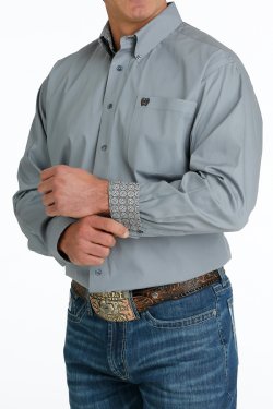 Men's Cinch SOLID BUTTON-DOWN WESTERN SHIRT - GRAY