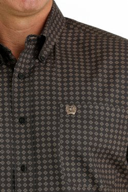 Men's Cinch Diamond Print Button-Down Western Shirt - Brown/Khaki