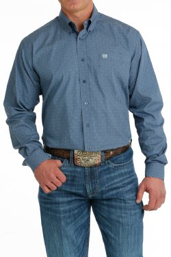 Men's Cinch GEOMETRIC PRINT BUTTON-DOWN WESTERN SHIRT - BLUE