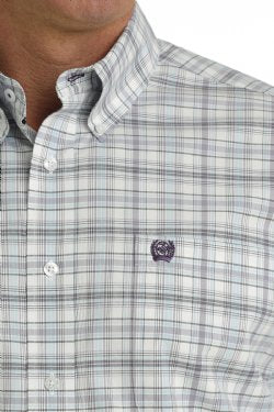 Men's Cinch PLAID BUTTON-DOWN WESTERN SHIRT - LIGHT BLUE / WHITE / PURPLE