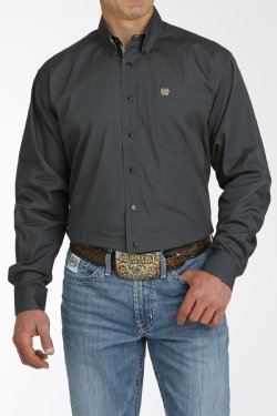 Men's Cinch SOLID BUTTON-DOWN WESTERN SHIRT - CHARCOAL