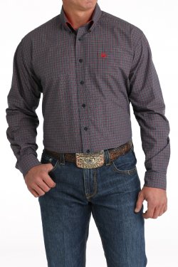 Men's Cinch Plaid Button-Down Western Shirt - Navy