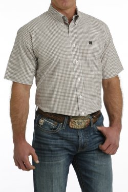 Men's Cinch PLAID BUTTON-DOWN SHORT SLEEVE WESTERN SHIRT