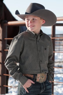 Boy's Cinch GEOMETRIC PRINT BUTTON-DOWN WESTERN SHIRT