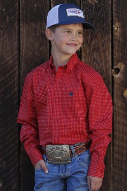 Boy's Cinch Money Print Button-Down Western Shirt