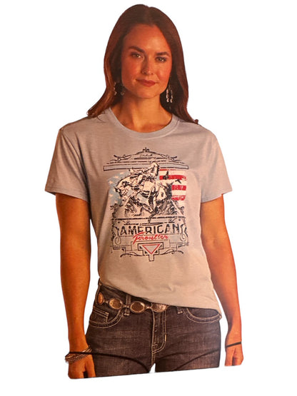 Women's Rock and Roll Denim American Frontier Graphie Tee