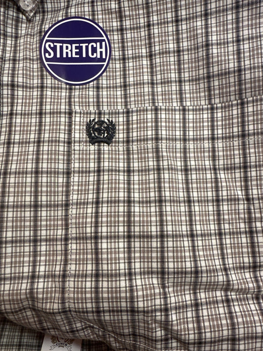 Men's Cinch White Plaid Button Down Shirt - Stretch