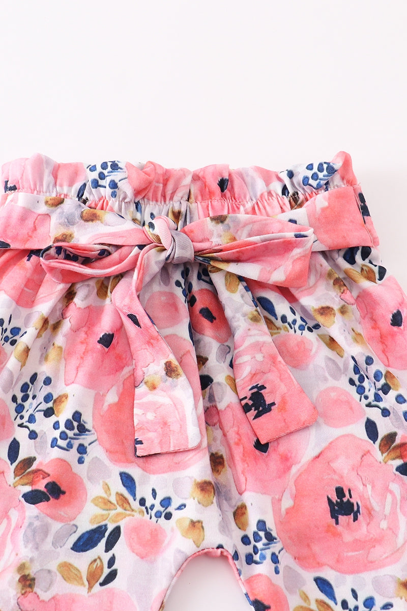 Girl's Pink Floral Baby 3pcs Set