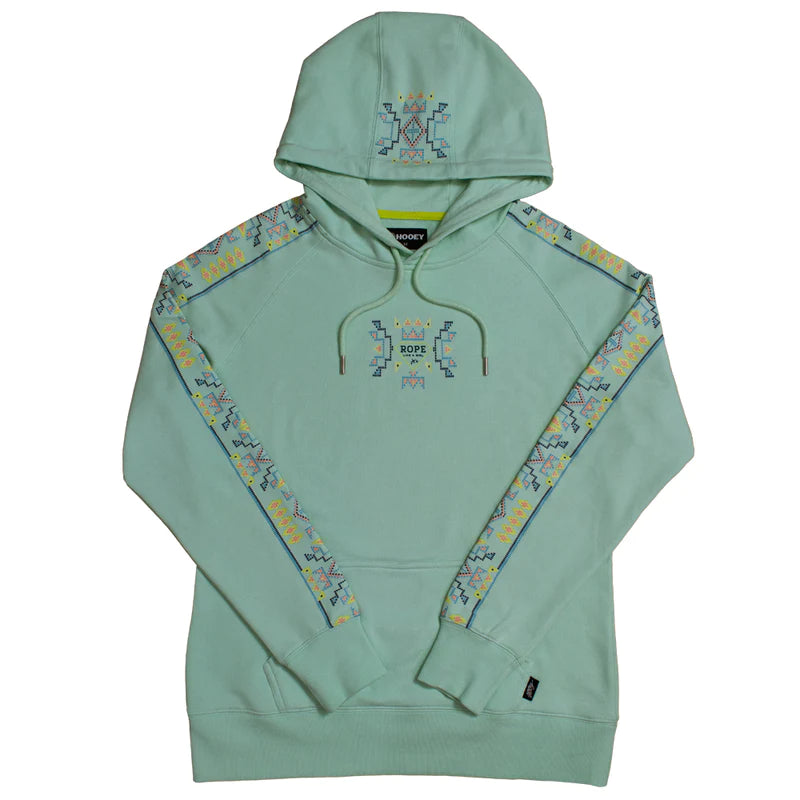 Women's "ROPE LIKE A GIRL" MINT W/MULTI COLOR PATTERN HOODIE