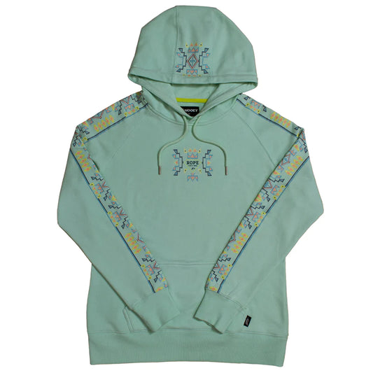 Women's "ROPE LIKE A GIRL" MINT W/MULTI COLOR PATTERN HOODIE