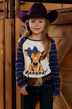 Girl's Cinch MOOODY TEE - CREAM / PURPLE