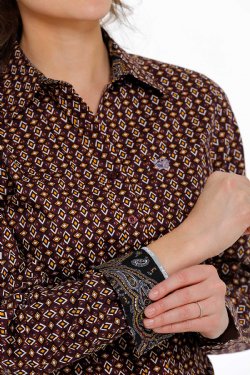 WOMEN'S CINCH BUTTON-DOWN WESTERN SHIRT - PURPLE / GOLD