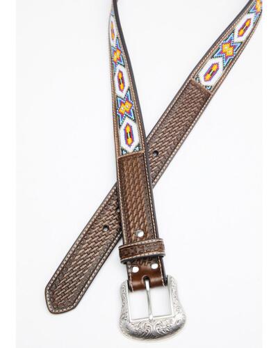 Men's Nocona Beaded Inlay Leather Belt